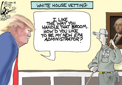 Political cartoon U.S. Trump EPA vetting