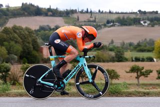 Best time trial bikes: Jos van Emden rides in the time trial position