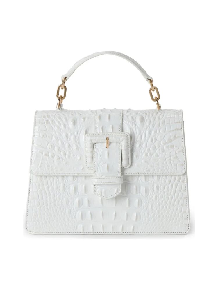 Brahmin Small Hallie Croc Embossed Leather Top Handle Bag cut out