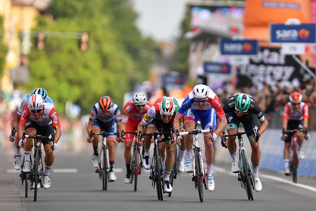 Arnaud Demare sprints to the stage 10 win at the Giro d'Italia