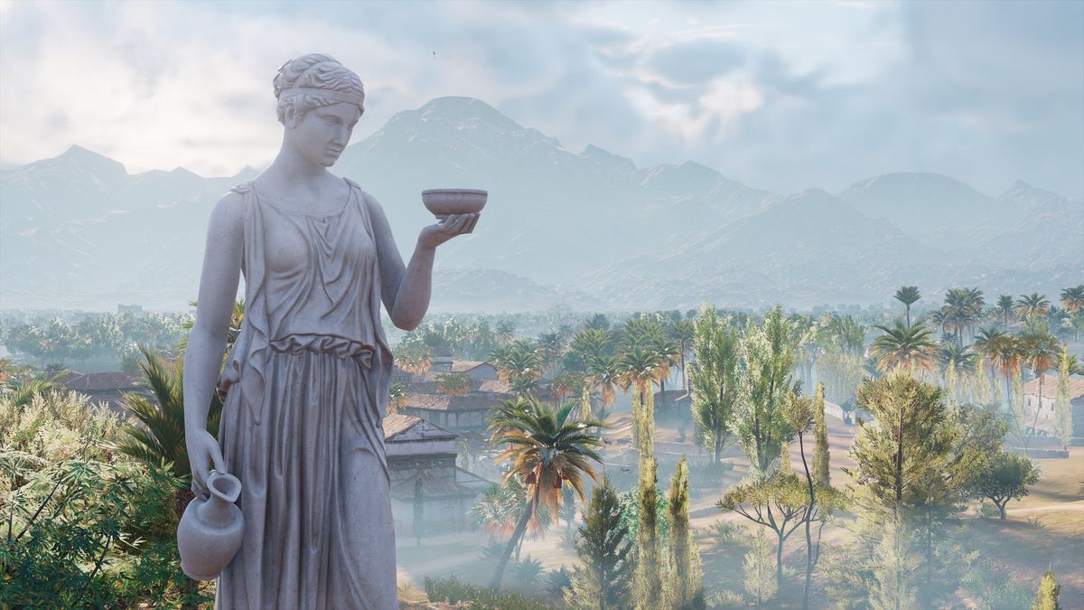 A statue in AC Origins