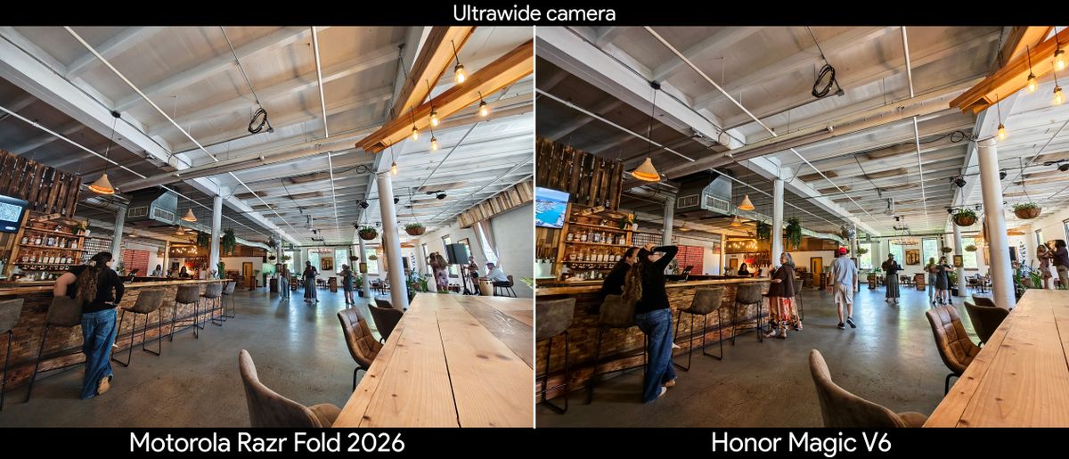 Comparing main and ultrawide camera quality between the Motorola Razr Fold 2026 and Honor Magic V6