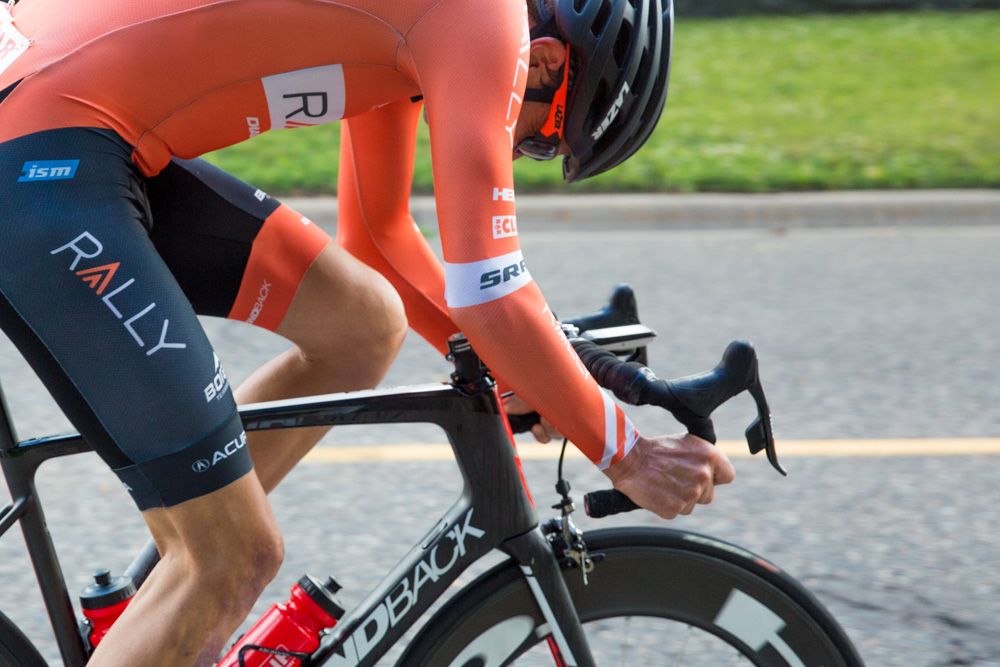 Danny Pate grits his teeth as the finish line approaches during stage 1 at the North Star Grand Prix