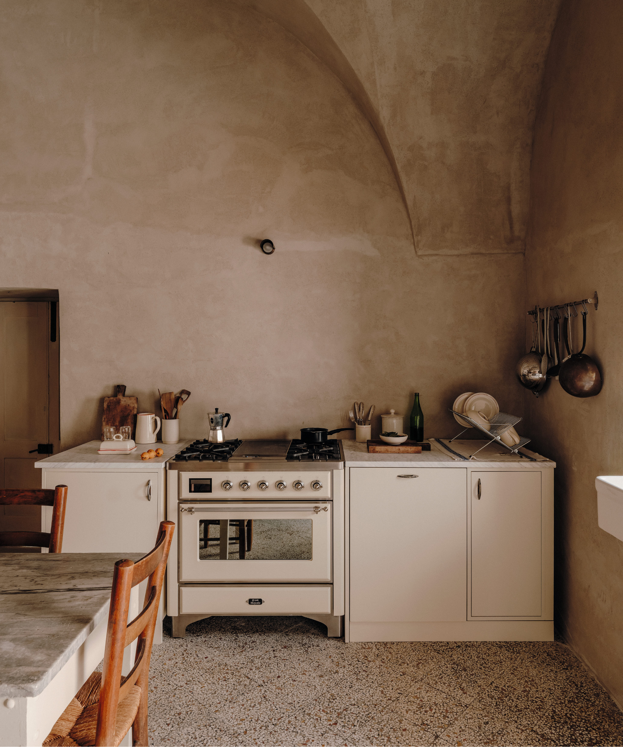 kitchen in puglian house in neutral colors