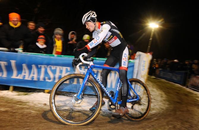 Mathieu van der Poel (BKCP - Powerplus) corners with one foot on the ground