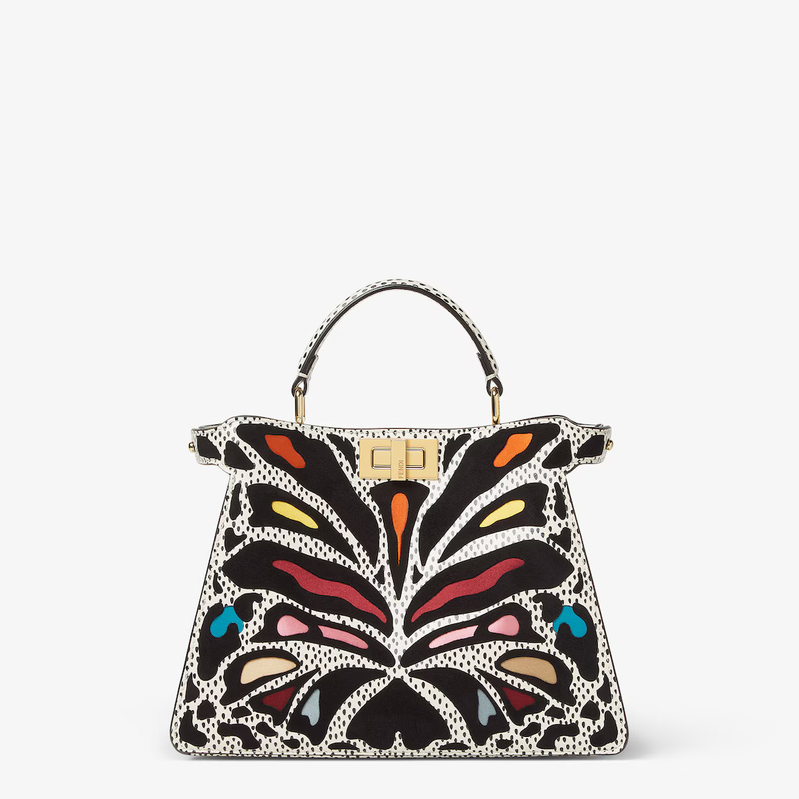 Fendi, Peekaboo Iseeu Small Printed Leather Bag With Night Butterfly Inlay
