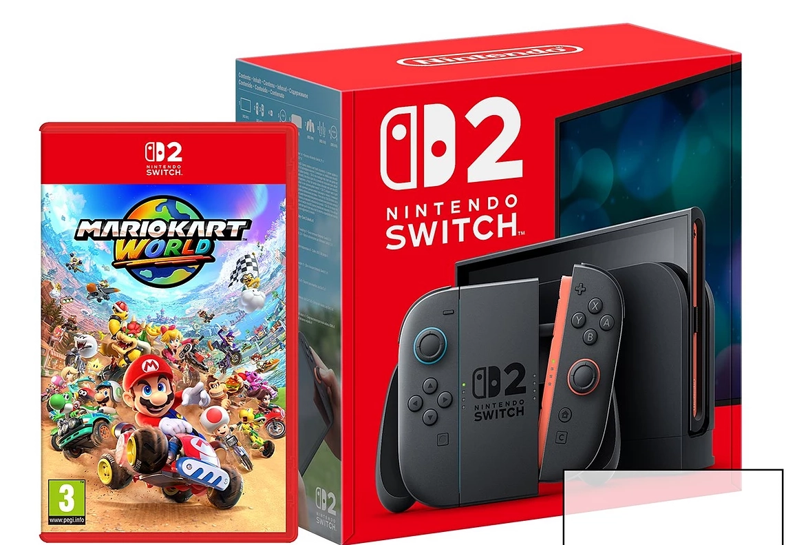 Nintendo Switch 2 console and Mario Kart World game