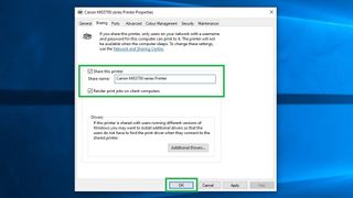 How to share a printer in Windows 10 step 5: Rename printer if desired, then click "OK"