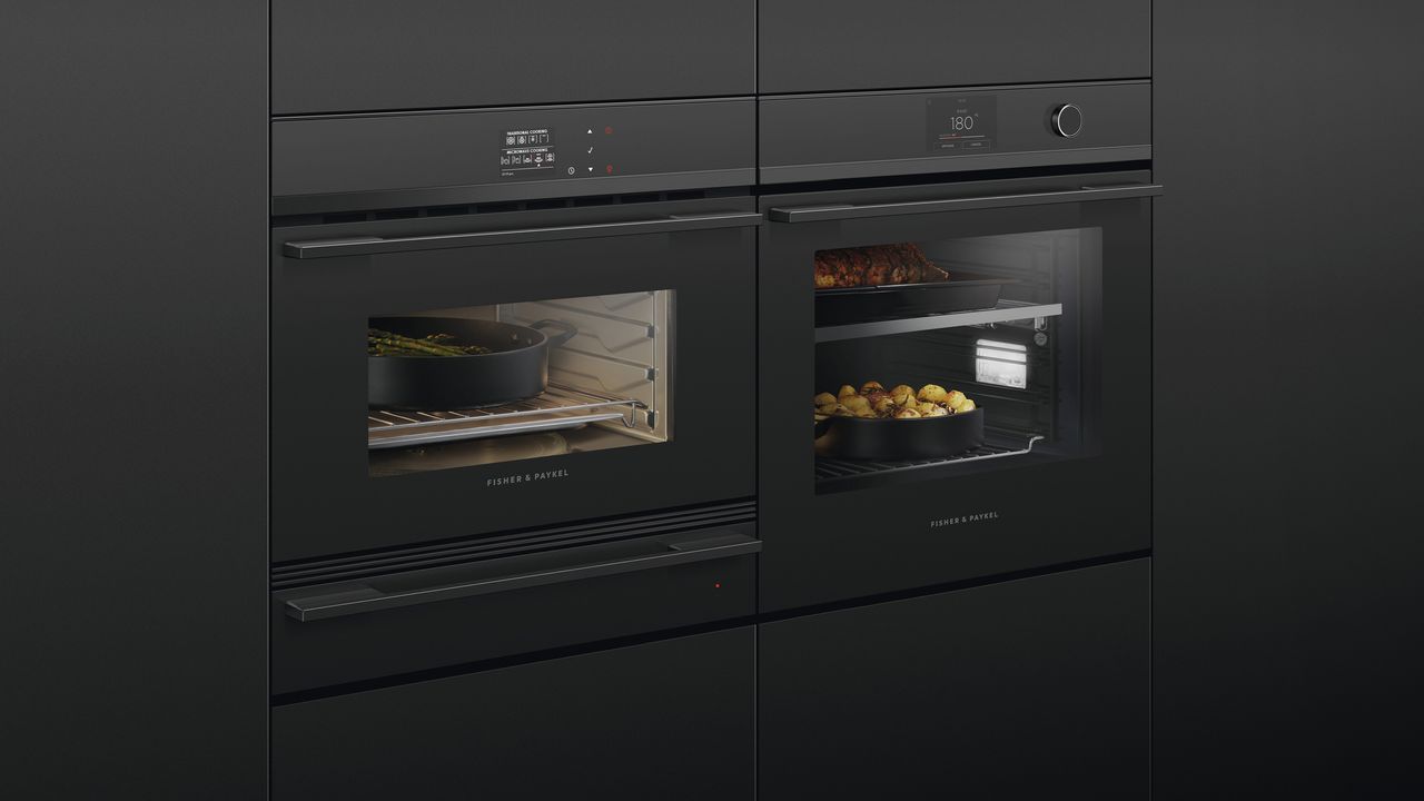 Fisher &amp; Paykel double ovens arranged side by side