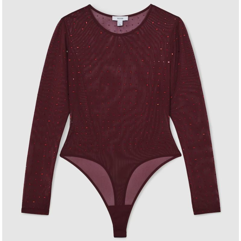 Reiss , Pippa Crystal-Embellished Mesh Bodysuit
