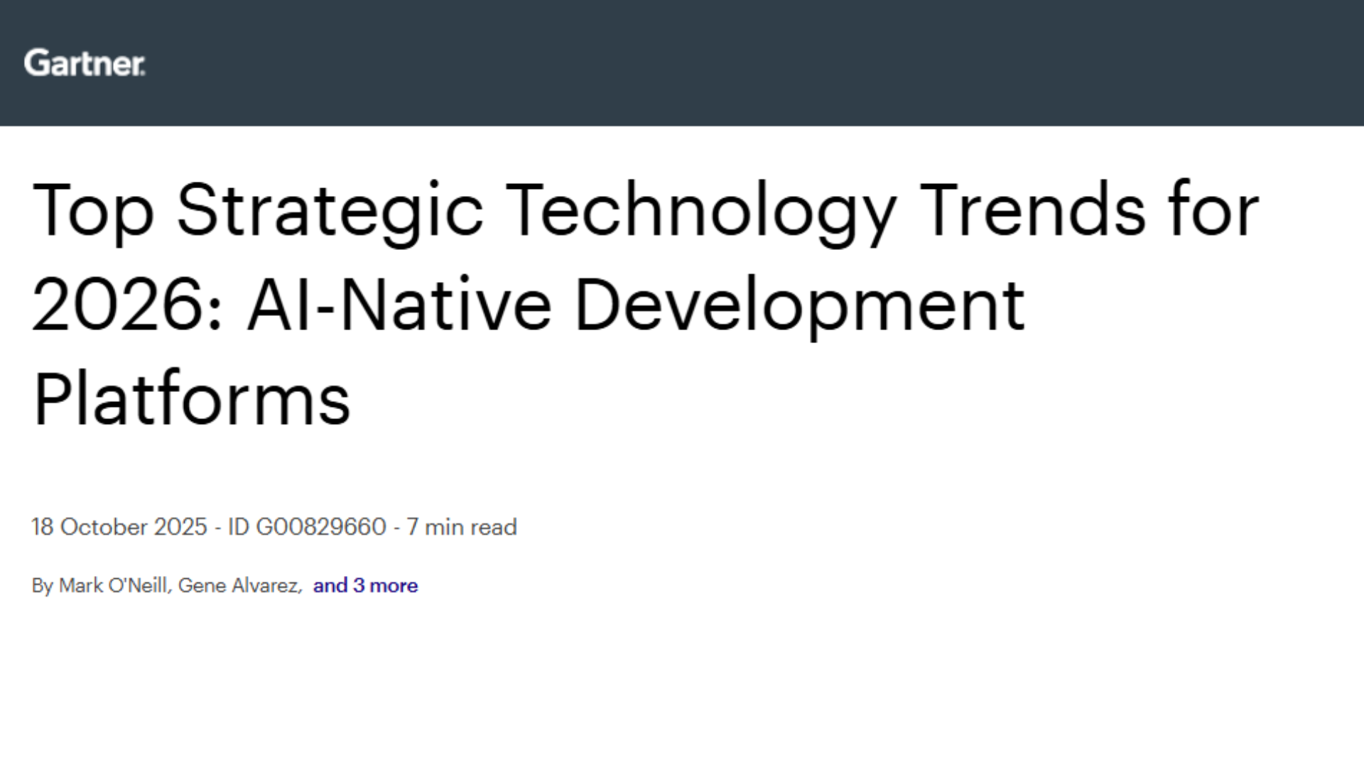 Gartner Top Strategic Technology Trends for 2026: AI-Native Development Platforms