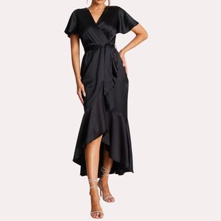 flat lay image of black dress