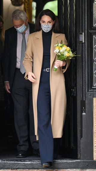 Kate Middleton wearing longline camel coat