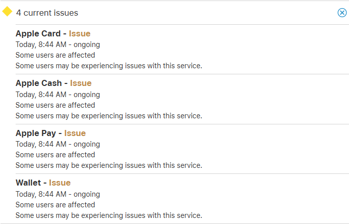 Apple status page as of 5-16-25