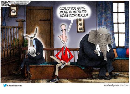 Political Cartoon U.S. Mr. Rogers Democrats Republicans Neighbors Impeachment