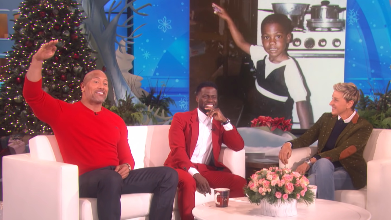 Dwayne Johnson and Kevin Hart on The Ellen Show.