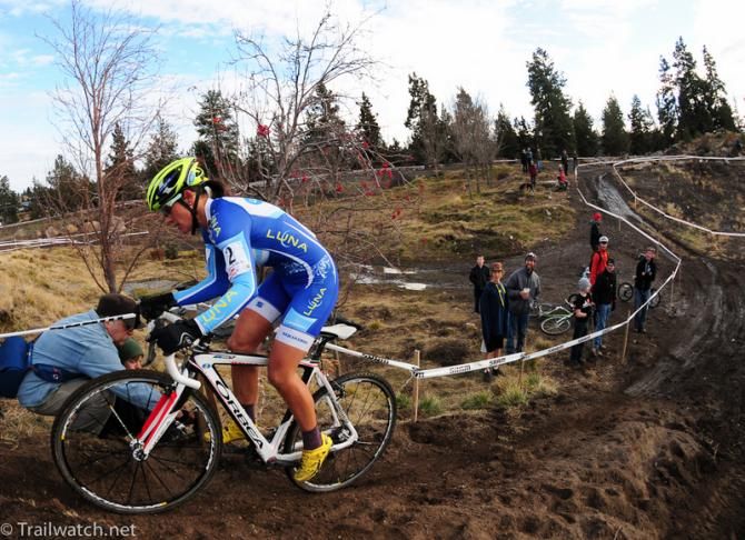 Katerina Nash (Luna Pro Team) riding a difficult climb