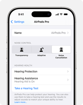 airpods pro hearing test screen on iphone