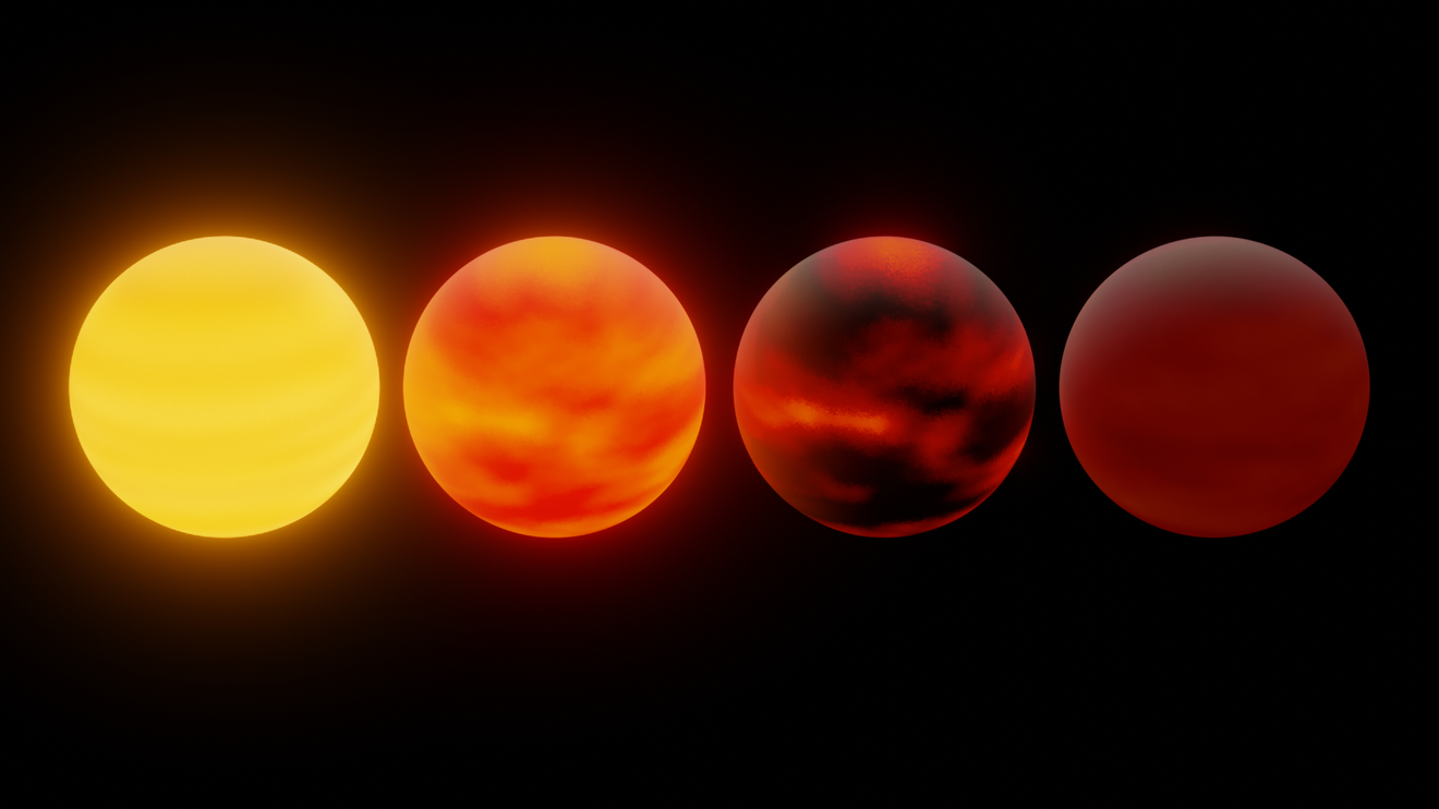 Silicates can form in some brown dwarf objects, including the two middle examples in this illustration. The brown dwarfs shown here ranging from hottest (left) to coldest (right), suggesting sandy conditions occur in median temperature conditions.