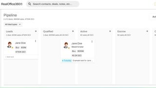 Screenshot of pipeline drag-and-drop in RealOffice360 CRM