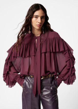 Ruffled Bow-Detailed Blouse