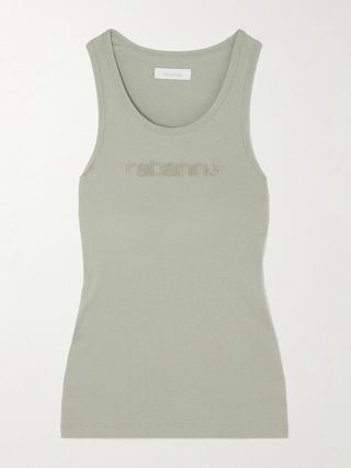 Logo-Flocked Ribbed Cotton-Blend Jersey Tank