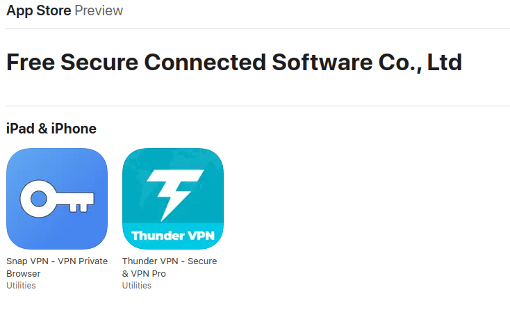 ThunderVPN app store page