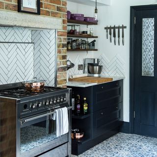 kitchen with big range cooker