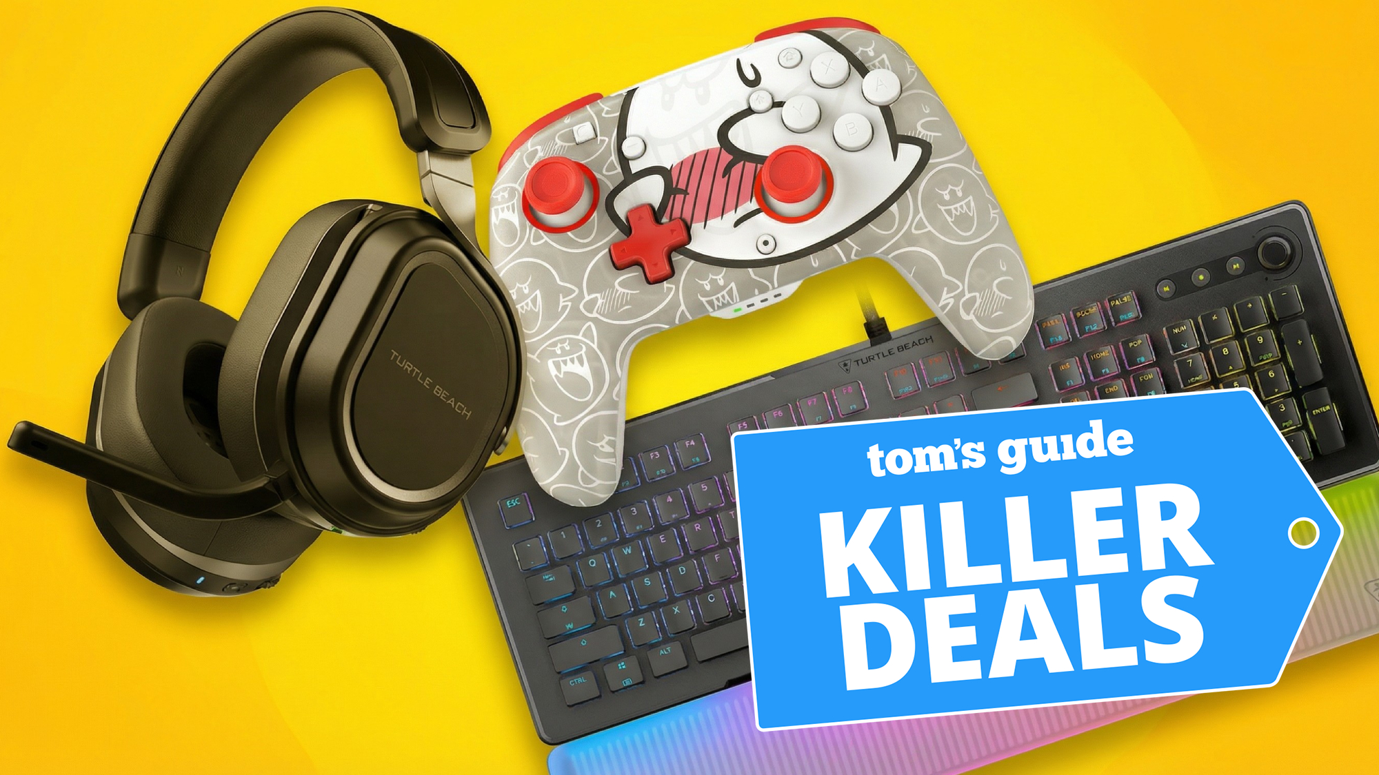 Collage of Turtle Beach accessories on sale