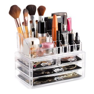 Cq acrylic Clear Makeup Organizer And Storage Stackable Large Skin Care  Cosmetic Display Case With 7 Drawers Make up Stands For Jewelry Hair  Accessories Beauty Skincare Product Organizing,Set of 3 Medium 7