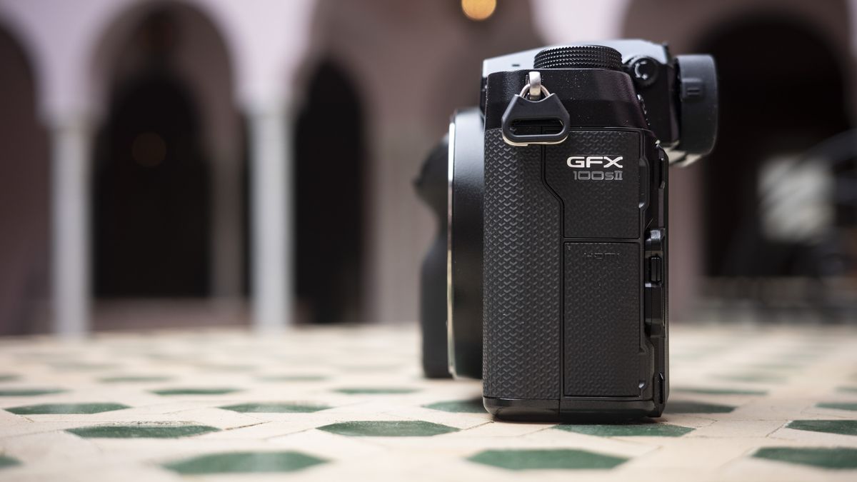 Fujifilm GFX100S II camera from the side