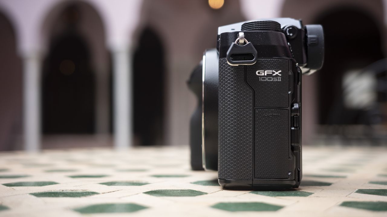 Fujifilm GFX100S II camera from the side