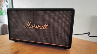 Marshall Stanmore III review: close up of speaker on a table