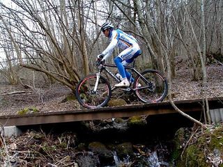 Gilberto Simoni on one of the bridges.