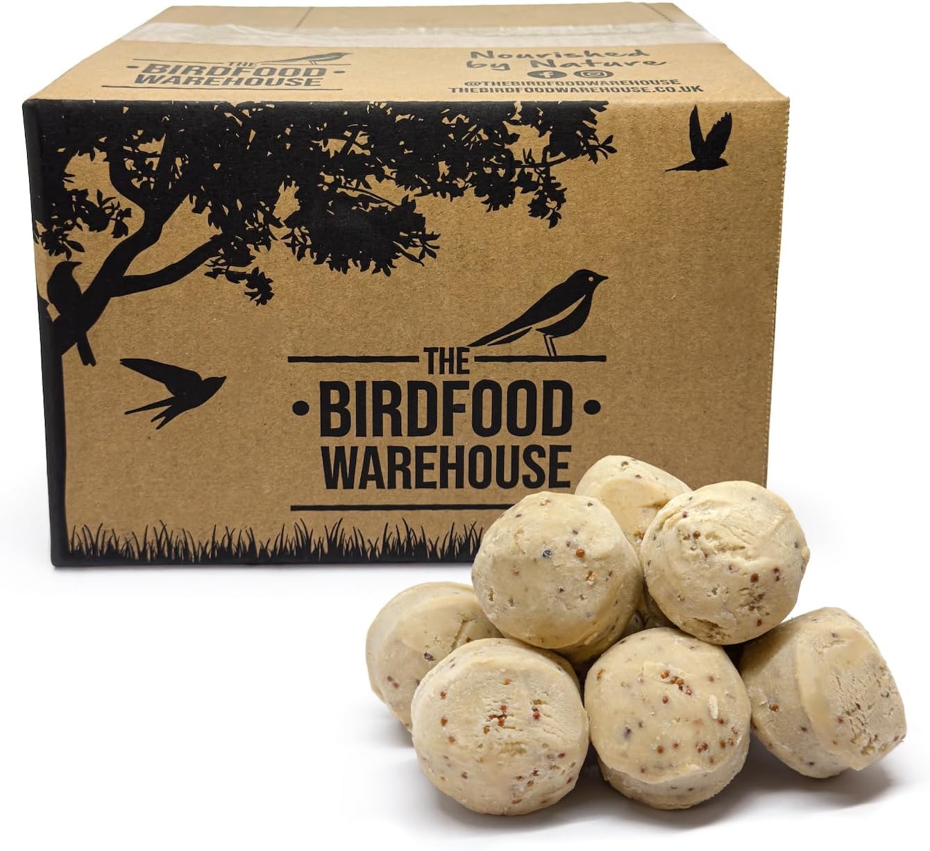 The Birdfood Warehouse Premium Insect Fat Balls for Wild Birds 50pk | Natural Suet for Wild Garden Birds, High Energy Bird Food, Year Round Feeding, No Artificial Ingredients, Made in the Uk