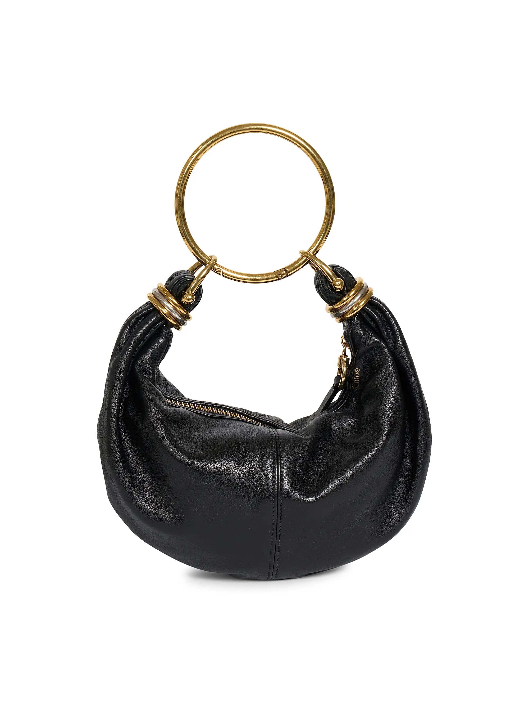 Small Bracelet Grained Leather Hobo Bag