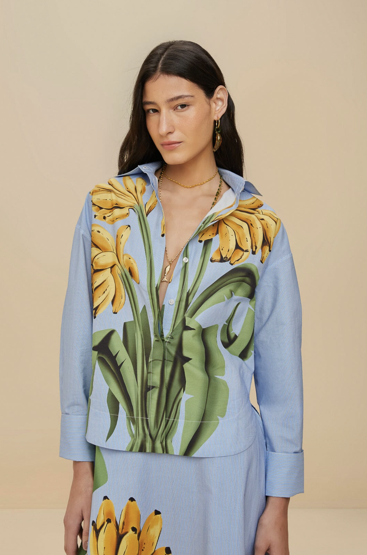 FARM RIO, Blue Banana Cocina Striped Shirt