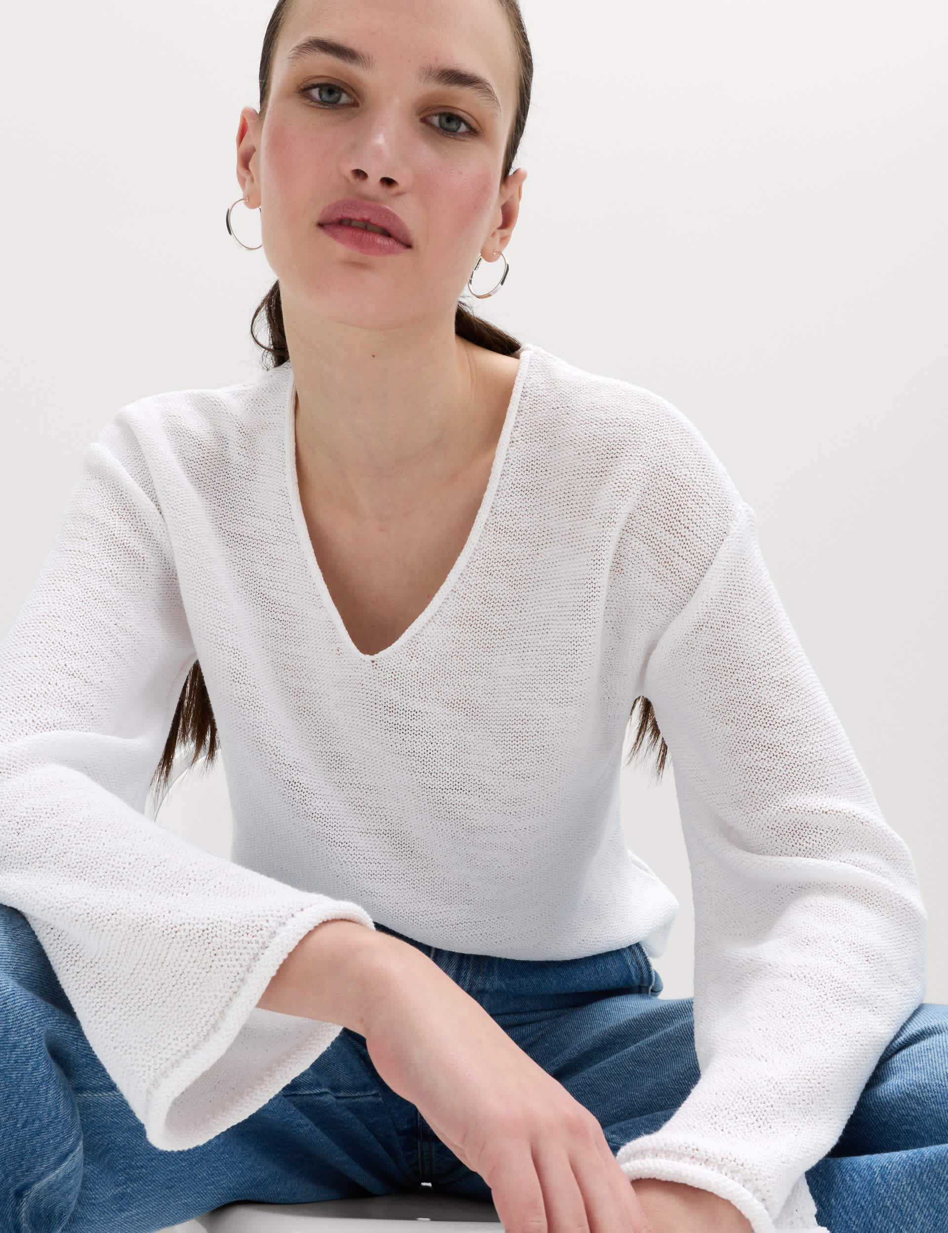 Cotton Blend V-Neck Slim Fit Jumper