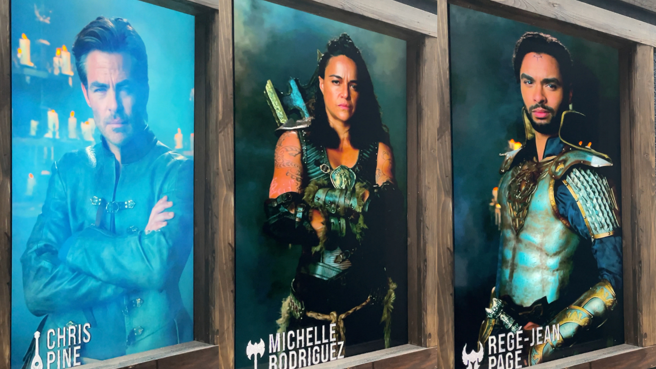 Chris Pine, Michelle Rodriguez and Rege-Jean Page in Dungeons & Dragons at Tavern experience at San Diego Comic Con 2022