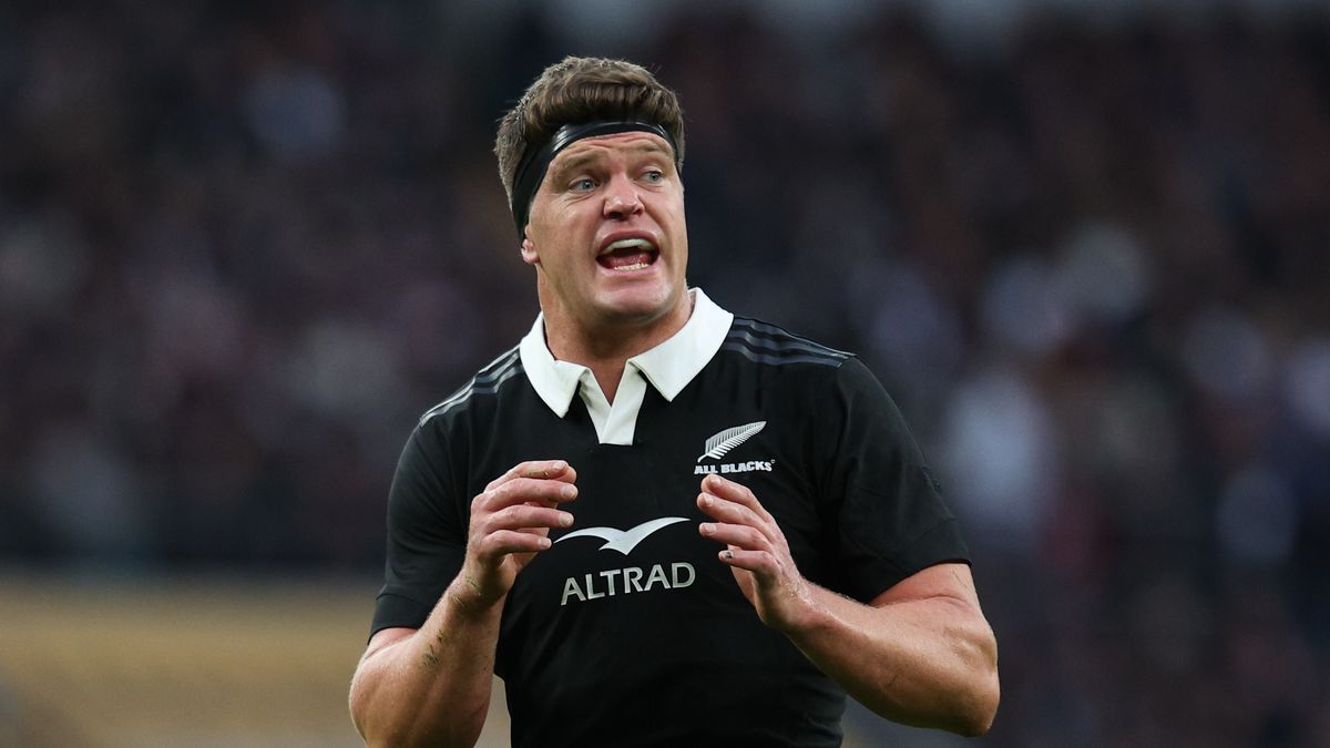 Scott Barrett of New Zealand during the Autumn Nations Series 2025 ahead of Friday&#039;s Ireland vs New Zealand live stream