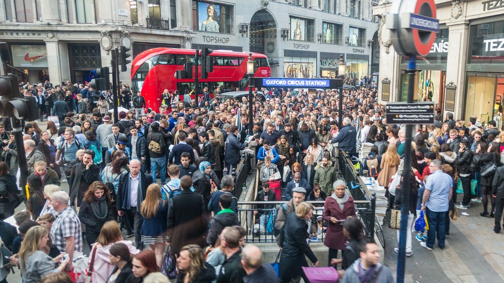 Crowded Oxford Circus Station