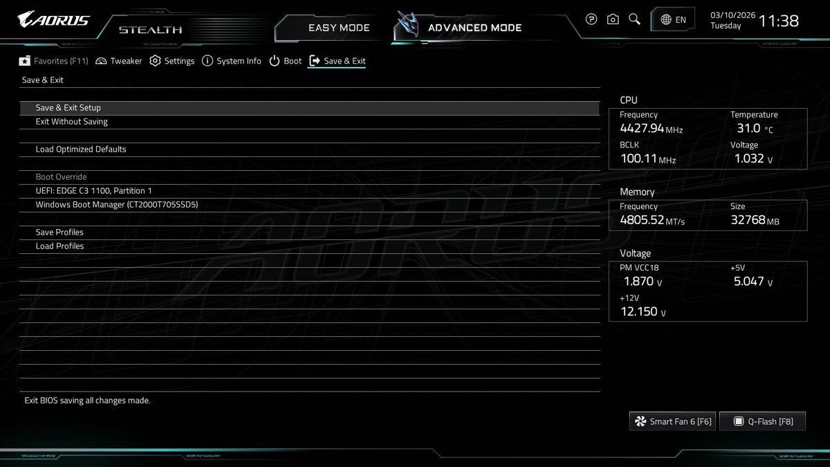 Gigabyte X870 Aorus Stealth - BIOS