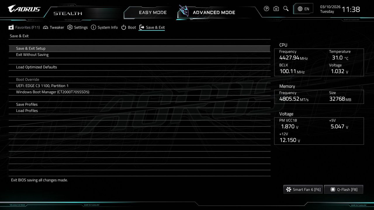 Gigabyte X870 Aorus Stealth - BIOS