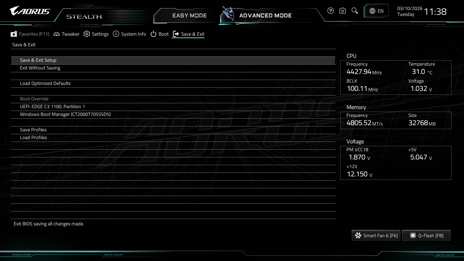 Gigabyte X870 Aorus Stealth - BIOS