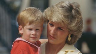 Diana, Princess of Wales with her son Prince Harry during a holiday with the Spanish royal family