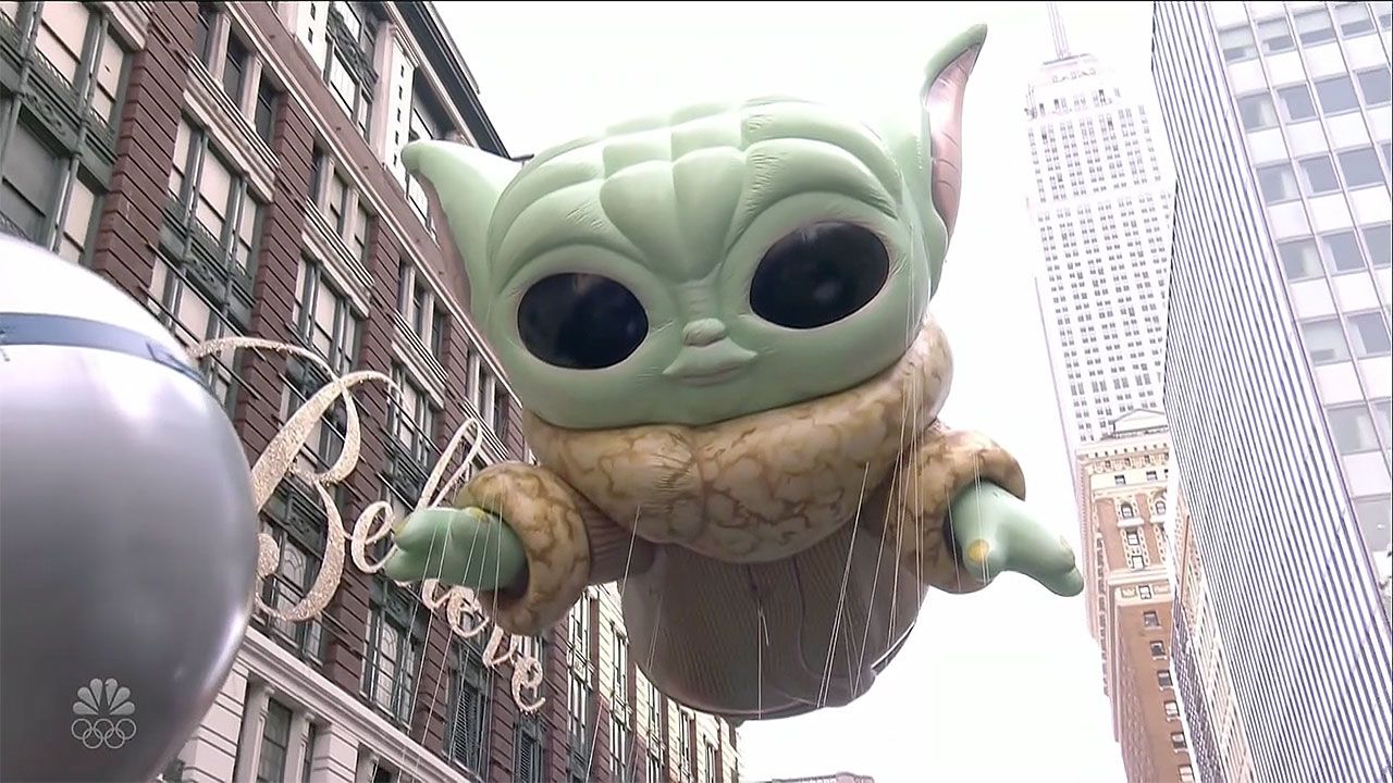 Baby Yoda, a space Snoopy, an astronaut and more Star Wars characters invaded the 2021 Macy's Thanksgiving Day Parade.