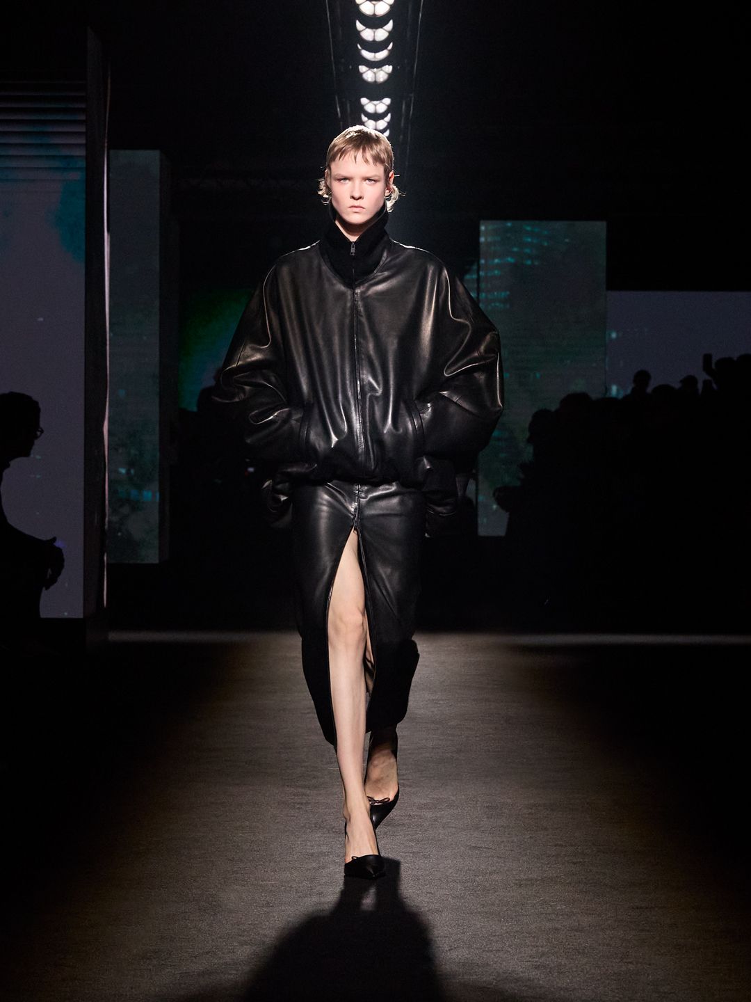 Balenciaga A/W 2026 runway show featuring screens with Euphoria