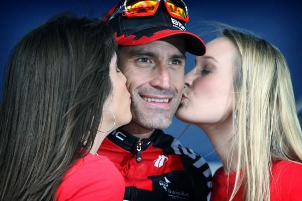 Stsge winner George Hincapie (BMC) enjoys his success