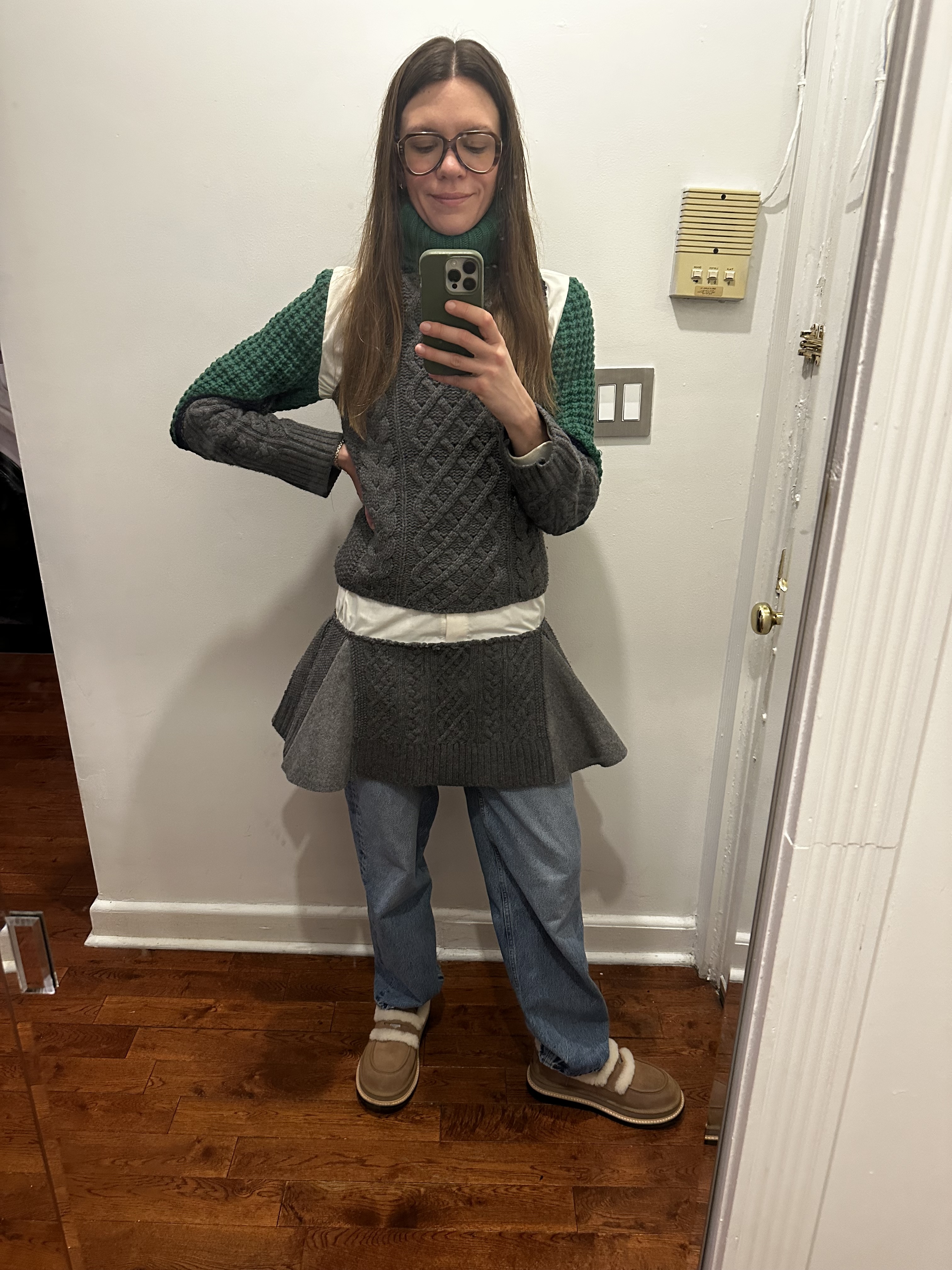 Julia Gall wearing dresses over pants