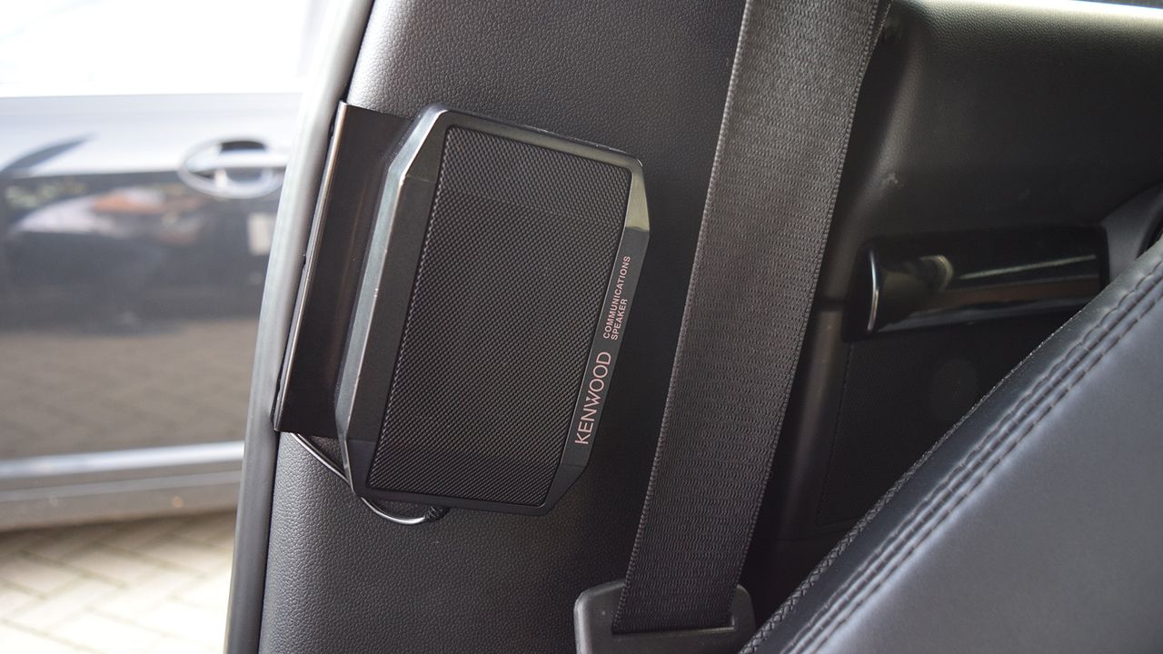 Kenwood speakers provide audio for the race radio
